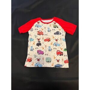 Little Snuggles Boys Cars Lightning McQueen Mater Raglan T-Shirt Red Cream Siz M